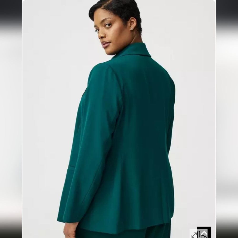 NWT Teal Studio Relaxed Double-Breasted Crepe Blazer - Picture 5 of 11